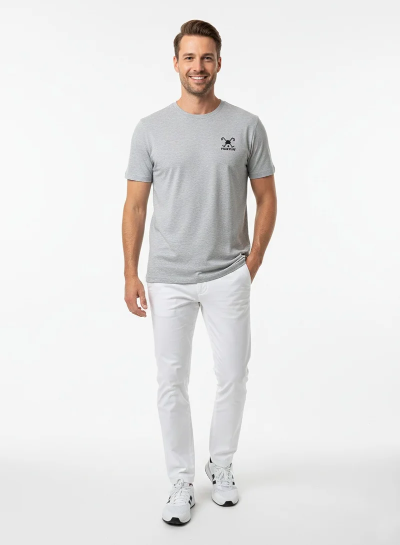 لعب البولو تيشيرت رجالي برسومات - رمادي